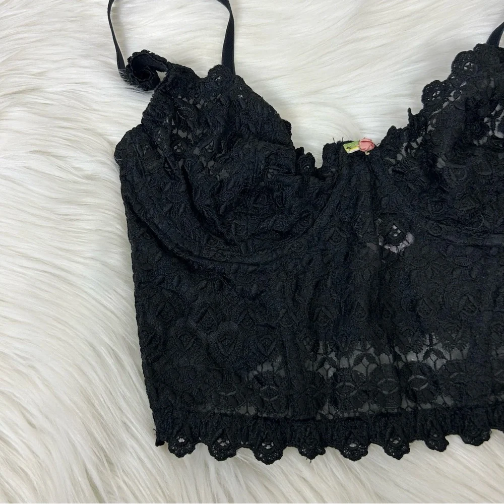 Vintage Victoria’s Secret Black Lace Bustier Bralette Bra Size 34C